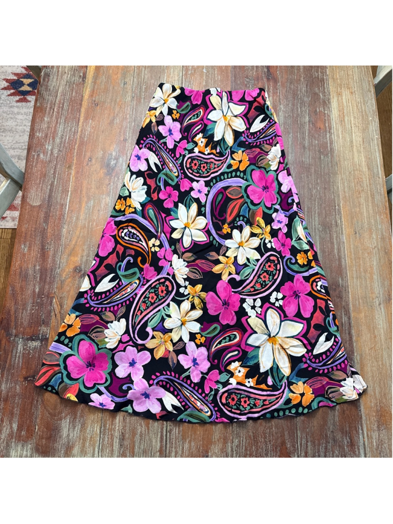 Fifteen Twenty Floral Paisley Midi Skirt Xs Vibrant Festival Whimsigoth Pink